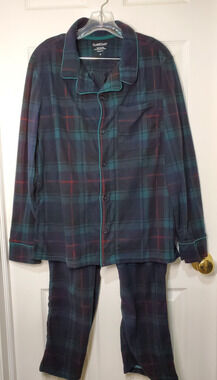 Cuddl Duds Mens MD 2 Piece Pajama Set Long Sleeve Top Pants Sleepwear Navy